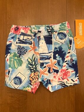 18-24M Gymboree Tropical Swim Shorts - Blue, White, Orange, Coral
